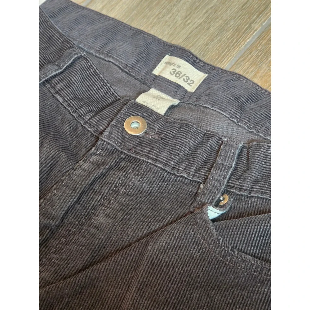 Gap Mens Straight Fit Corduroy Pants 36/32 Dark Gray Black 100% Cotton NWT